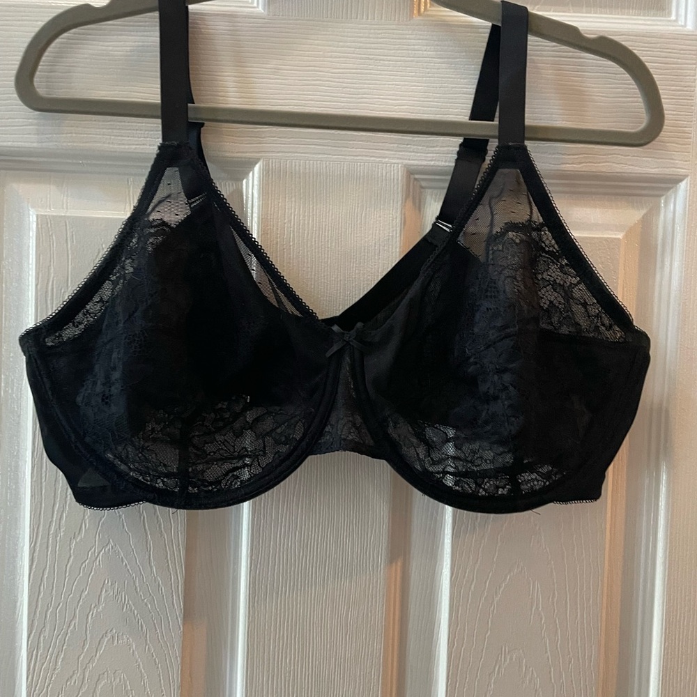 Black Lace Full Coverage Bra with Underwire